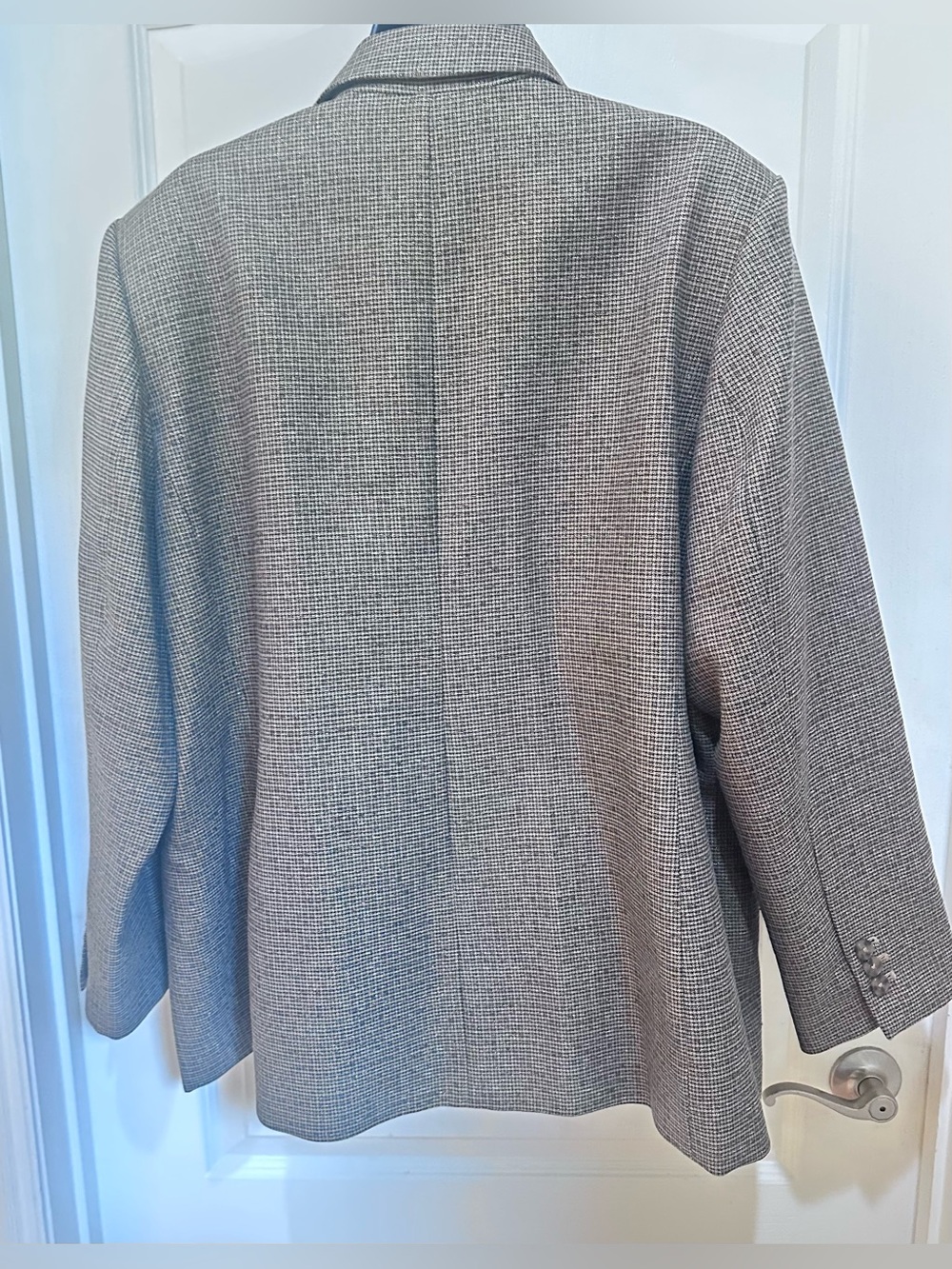 Upcycled Patchwork Embellished Brown plaid Blazer with Denim Accents size 16W - Picture 4 of 4